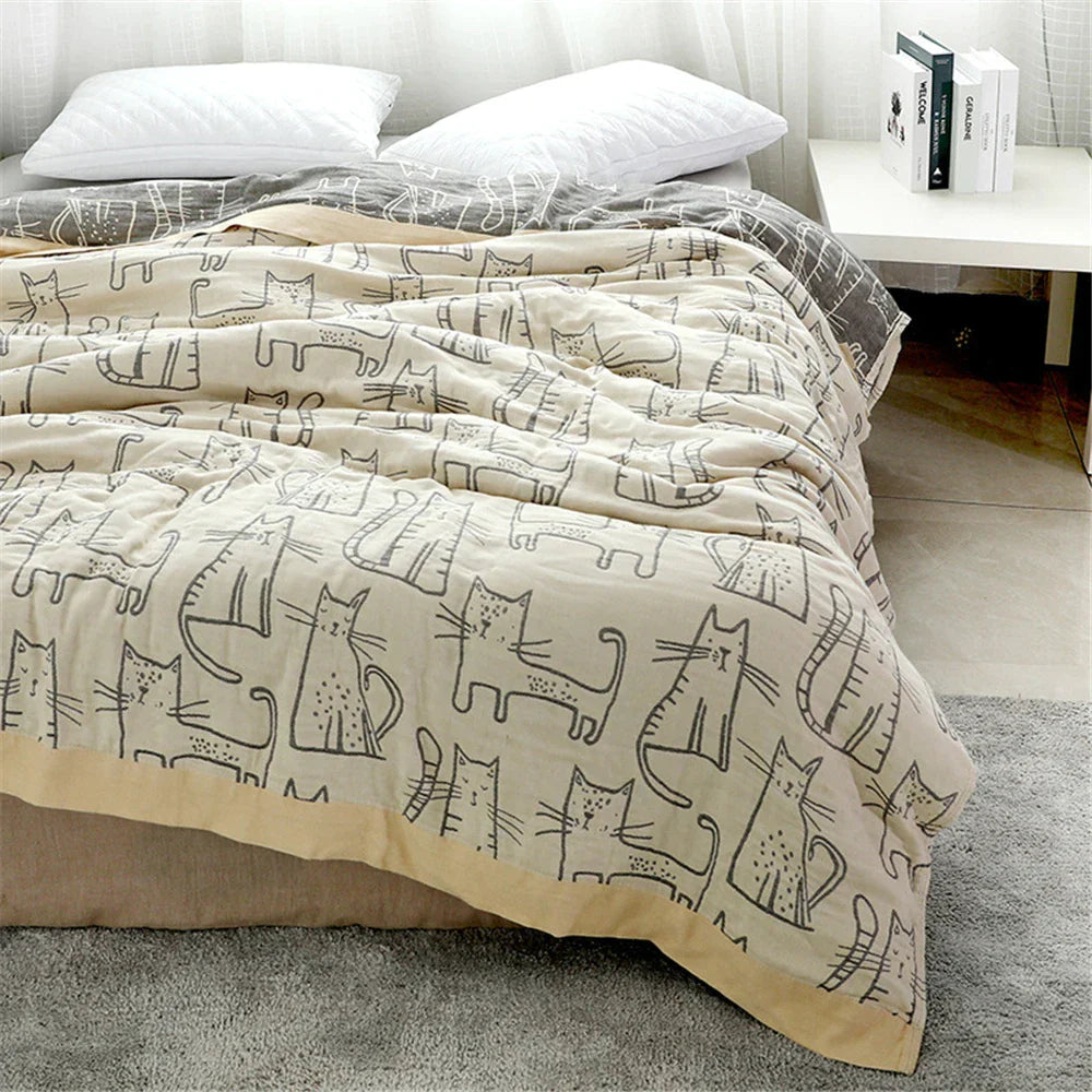DecorBites™ Japanese Summer Cotton Bamboo Blanket - High Quality Bedspread