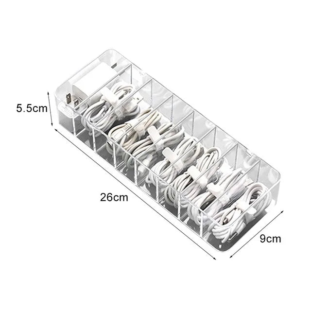 DecorBites™ Cable Storage Box: Transparent Desk Organizer for Wire Management