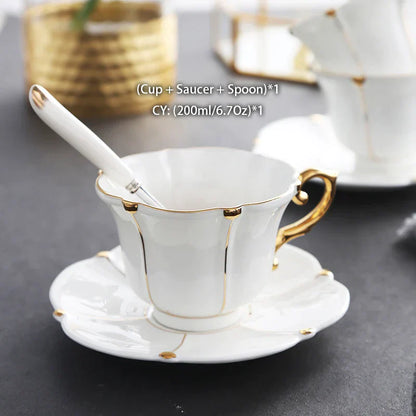 DecorBites™ Elegant Bone China Tea Set Luxury Porcelain Coffee Pot Creamer Sugar Bowlcaffold