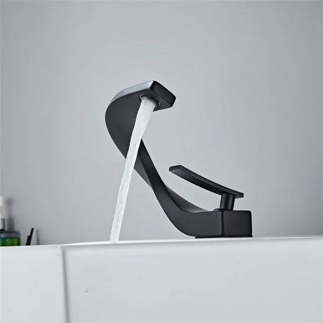 Grifo de lavabo para baño Decorbites™ Oro y Blanco montado en cubierta, latón con acento en oro rosa