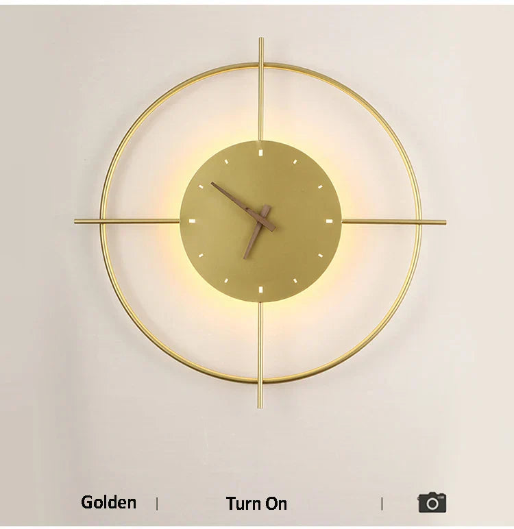 DecorBites™ Golden Clock LED Wall Lamp 11W for Home Living Room Bedroom Decor