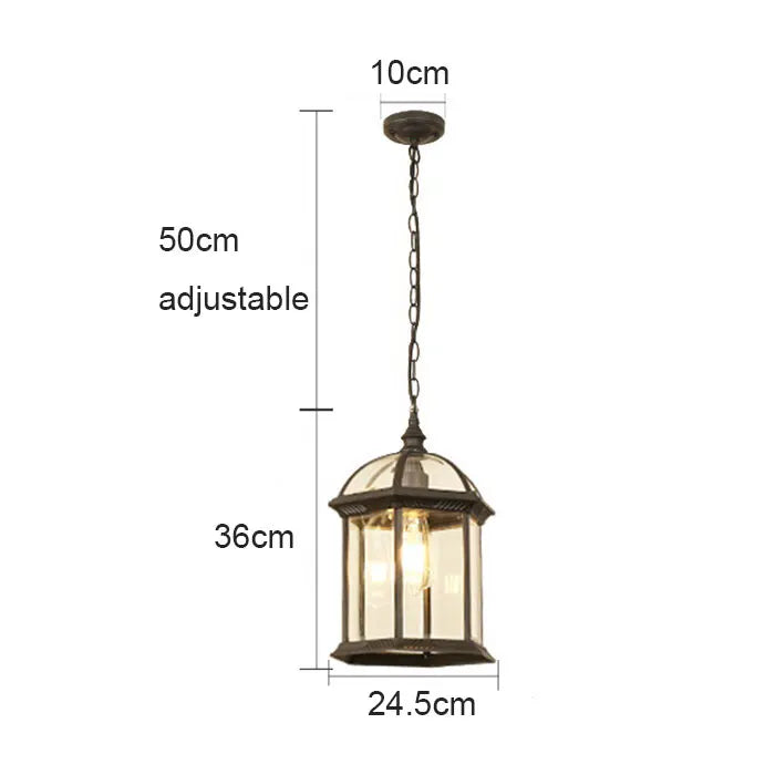ديكوربايتس™ فانوس معلق خارجي أسود ريفي مع تركيب زجاجي شفاف مثبت في السقف