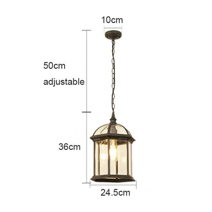 ديكوربايتس™ فانوس معلق خارجي أسود ريفي مع تركيب زجاجي شفاف مثبت في السقف