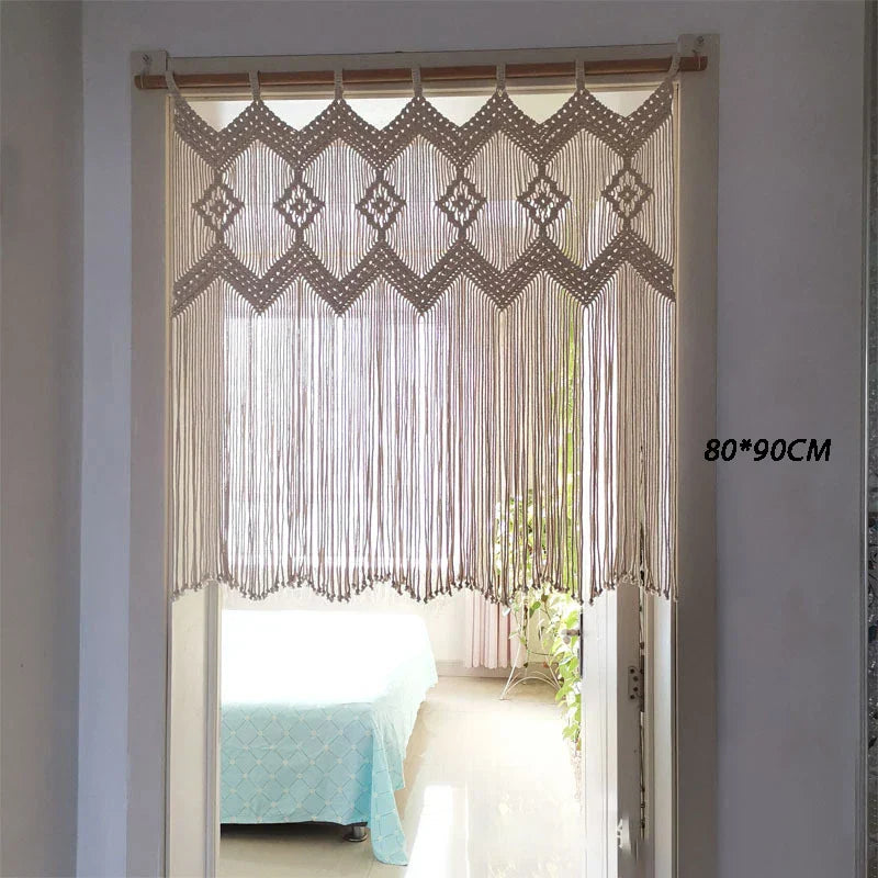 Decobites Macrame Bohemian Door Curtain Tassel Window Tapestry Wall Hanging Decor