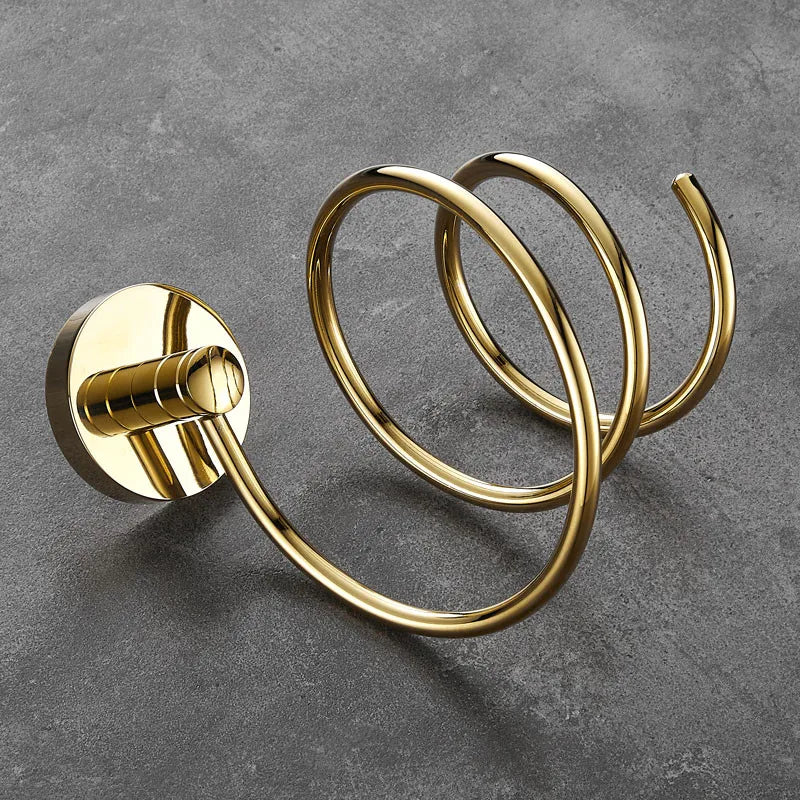 DecorBites™ Hair Care Organizer Wall Shelf - Gold Hair Dryer & Straightener Holder Rack