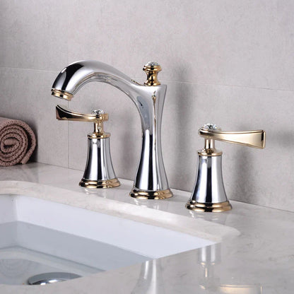 DecorBites™ Black & Gold Brass Bathroom Sink Faucets Double Handle Waterfall Faucet