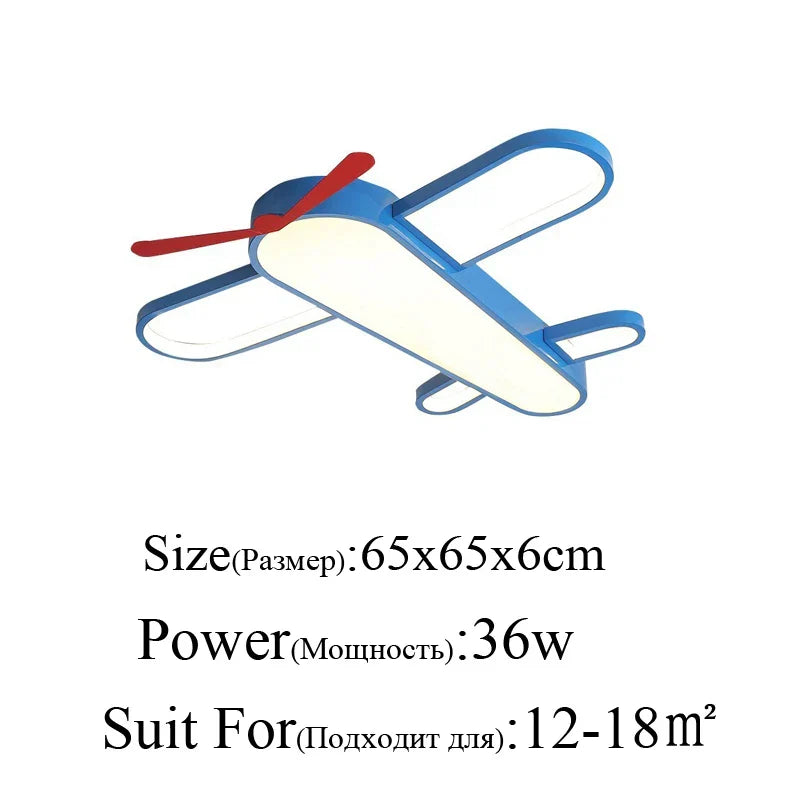 ثريا ديكوربايتس™ LED زرقاء على شكل طائرة لغرفة الأطفال، وحدة إضاءة عصرية لغرفة النوم