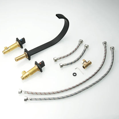 DecorBites™ Black Brass Deck Mounted Bathroom Sink Faucet Double Handle Hot/Cold Tap