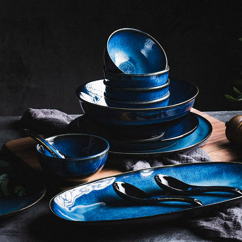 Blue Ceramic Tableware Set