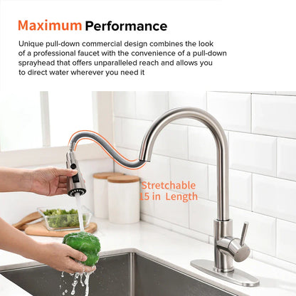 DecorBites™ Gold Sensor Kitchen Faucet Stainless Steel Smart Touch Control Sink Tap