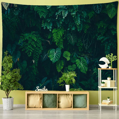 Decobites Monstera Leaf Tapestry Wall Hanging - Bohemian Tropical Plants Scenery