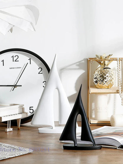 DecorBites™ Abstract Resin Sailboat Ferry Triangle Ornament - Golden Home Decor Craft