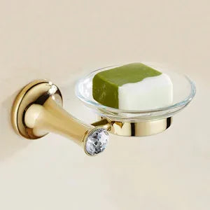 مجموعة أدوات الحمام الذهبية من DecorBites™: رف مناشف، حامل ورق تواليت، قضيب مناشف، خطاف