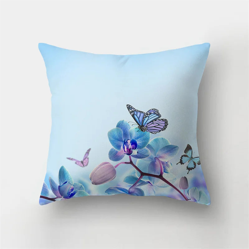DecorBites™ Butterfly Flower Pillow Case: Colorful Animal Landscape Sofa Cushion Cover