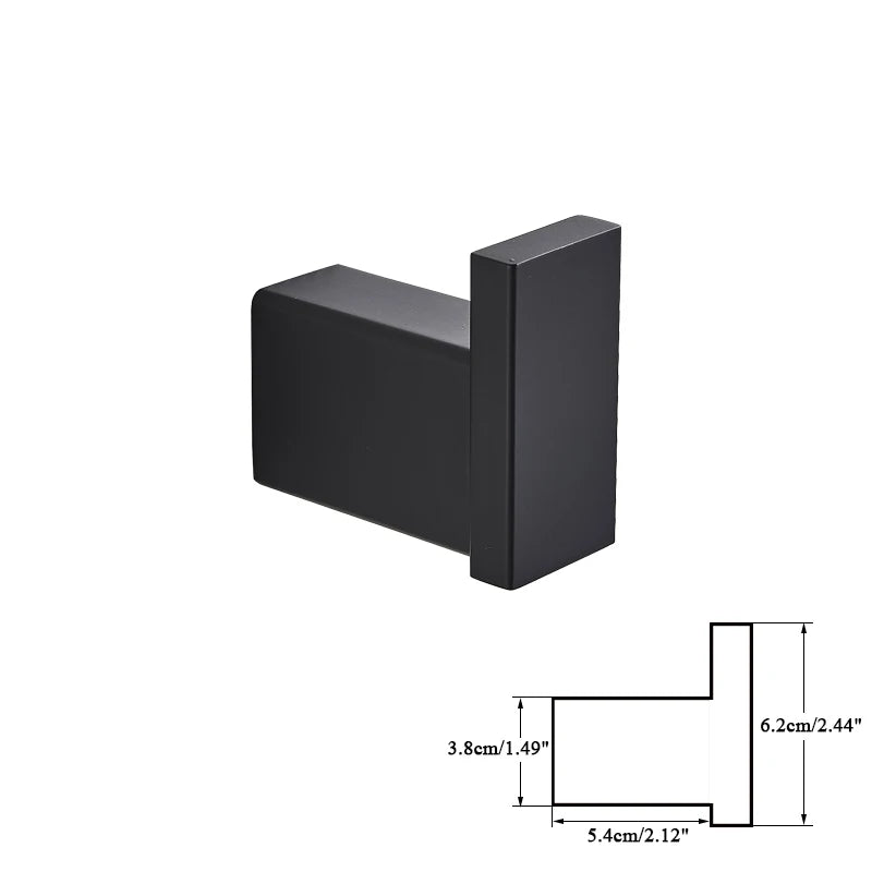 مجموعة أدوات الحمام السوداء من DecorBites™: خطاف رداء، سكة مناشف، رف، رف، حامل مناديل والمزيد