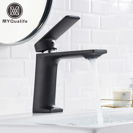 DecorBites™ Black Basin Mixer Tap Vessel Sink Faucet Hot Cold Water Luxury