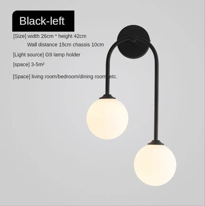 DecorBites™ Gold Glass Ball Wall Sconce | Modern Nordic Bedside Lighting for Bedroom