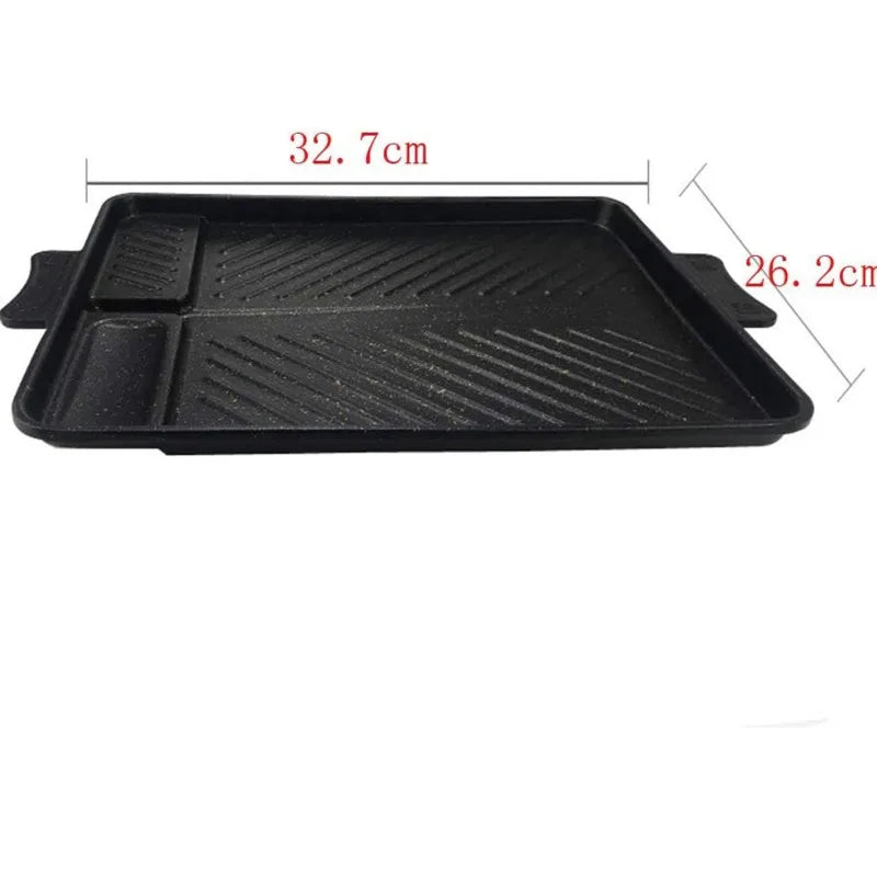 DecorBites™ Korean Grill Pan: Non-stick Smokeless BBQ Tray for Indoor/Outdoor Grilling