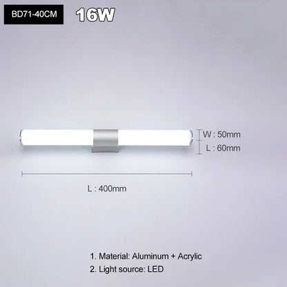 DecorBites™ LED Acrylic Wall Lamp for Bathroom & Bedroom, Modern Simplicity, Anti-fog Sconces