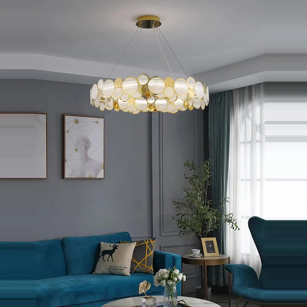 Decorbites™ Lámpara de Araña de Oro Hierro Vidrio para Comedor