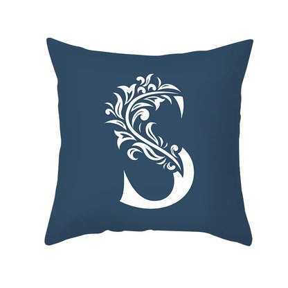 DecorBites™ Blue Letter Pillowcase Solid Color Fleece Sofa Cushion, 45x45CM