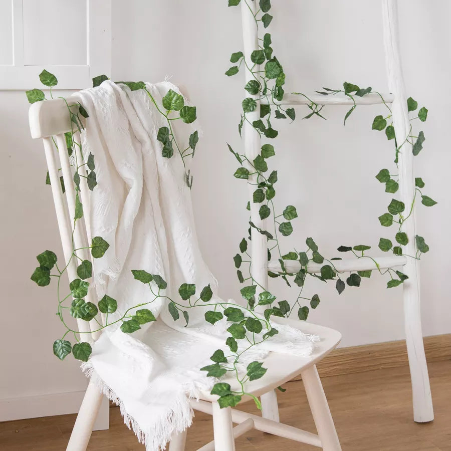 DecorBites™ Artificial Hanging Christmas Garland Green Silk Leaves for Home Wedding Garden