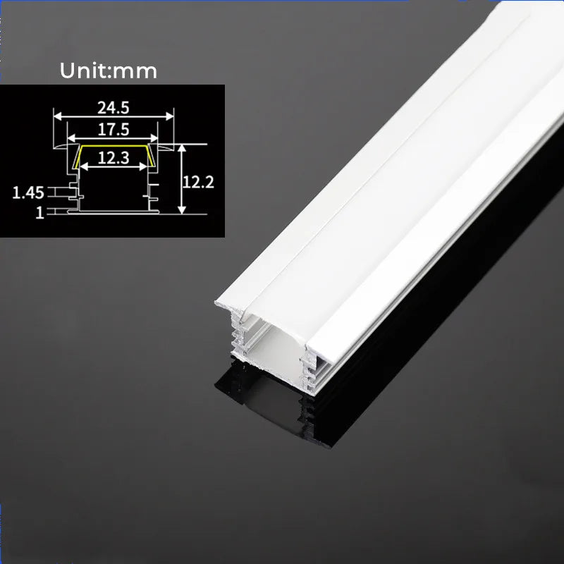 قناة DecorBites™ 0.5 متر U/YW من الألومنيوم مع غطاء حليبي لإضاءة شريط LED