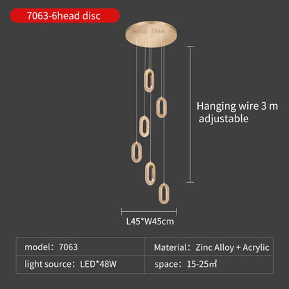 DecorBites™ Duplex Crystal Chandelier: Luxury Cantilevered Pendant Light for Villa Living Room & Staircase