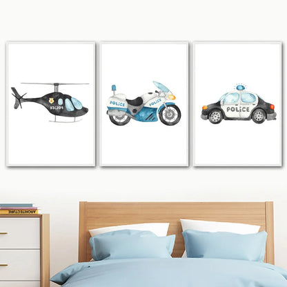 DecorBites™ "Adventures in Motion" Canvas Print - Nordic Cartoon Transportation