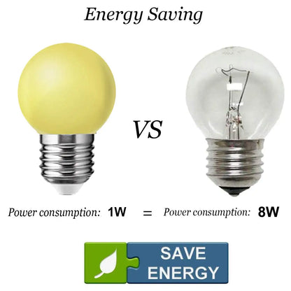 Guirnalda de luces DecorBites™ G45 blanca: Mini bombillas impermeables para exteriores, luz blanca cálida de 2700 K