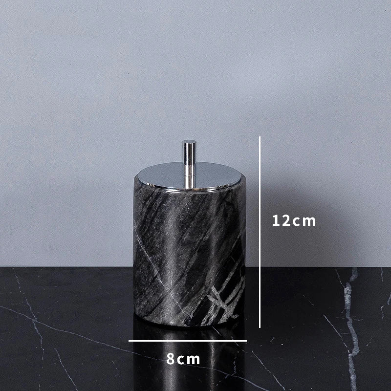 مجموعة حمام DecorBites™ المصنوعة من الرخام بحبيبات الخشب القديمة مع إكسسوارات فاخرة