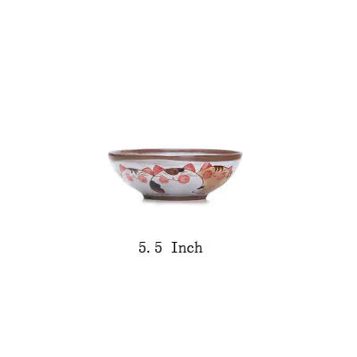 DecorBites™ Japanese Style Handmade Fortune Cat Ceramic Bowl - Eco-Friendly Porcelain Bowl