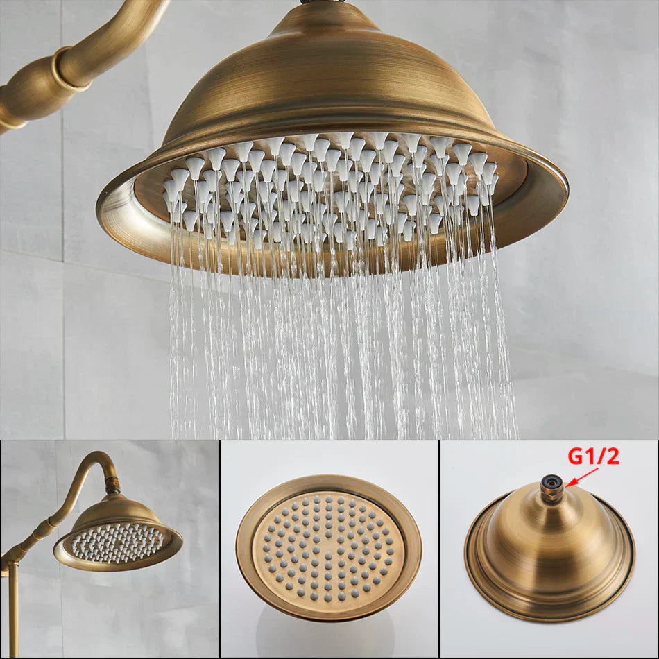 DecorBites™ Brass Shower Set with 8" Rainfall Head and Hand Sprayer