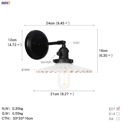 DecorBites™ Glass Ball Wall Light Switch Hallway Bathroom Mirror Stair Black Wall Sconce