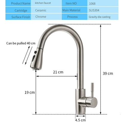 DecorBites™ Gold Sensor Kitchen Faucet Stainless Steel Smart Touch Control Sink Tap