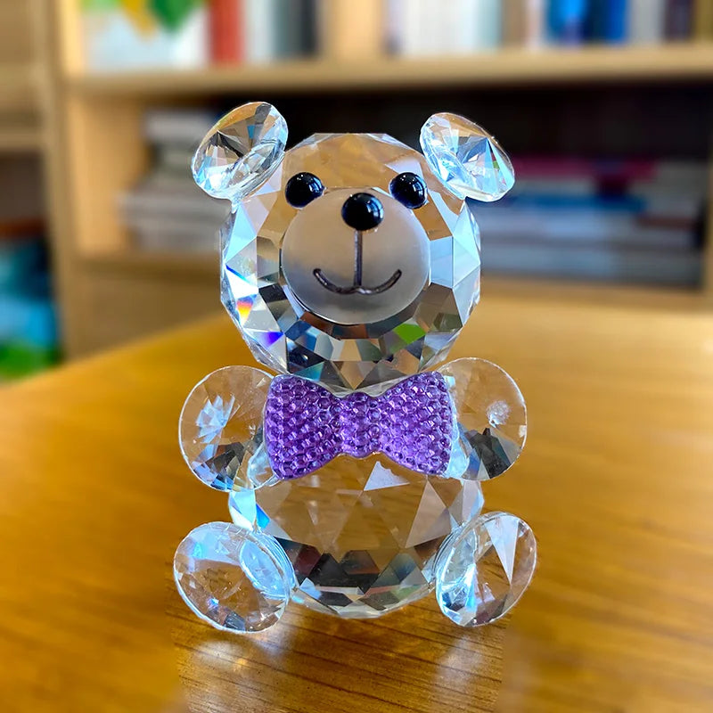 DecorBites™ Clear Crystal Teddy Bear Figurines - Glass Animal Paperweight & Home Decor