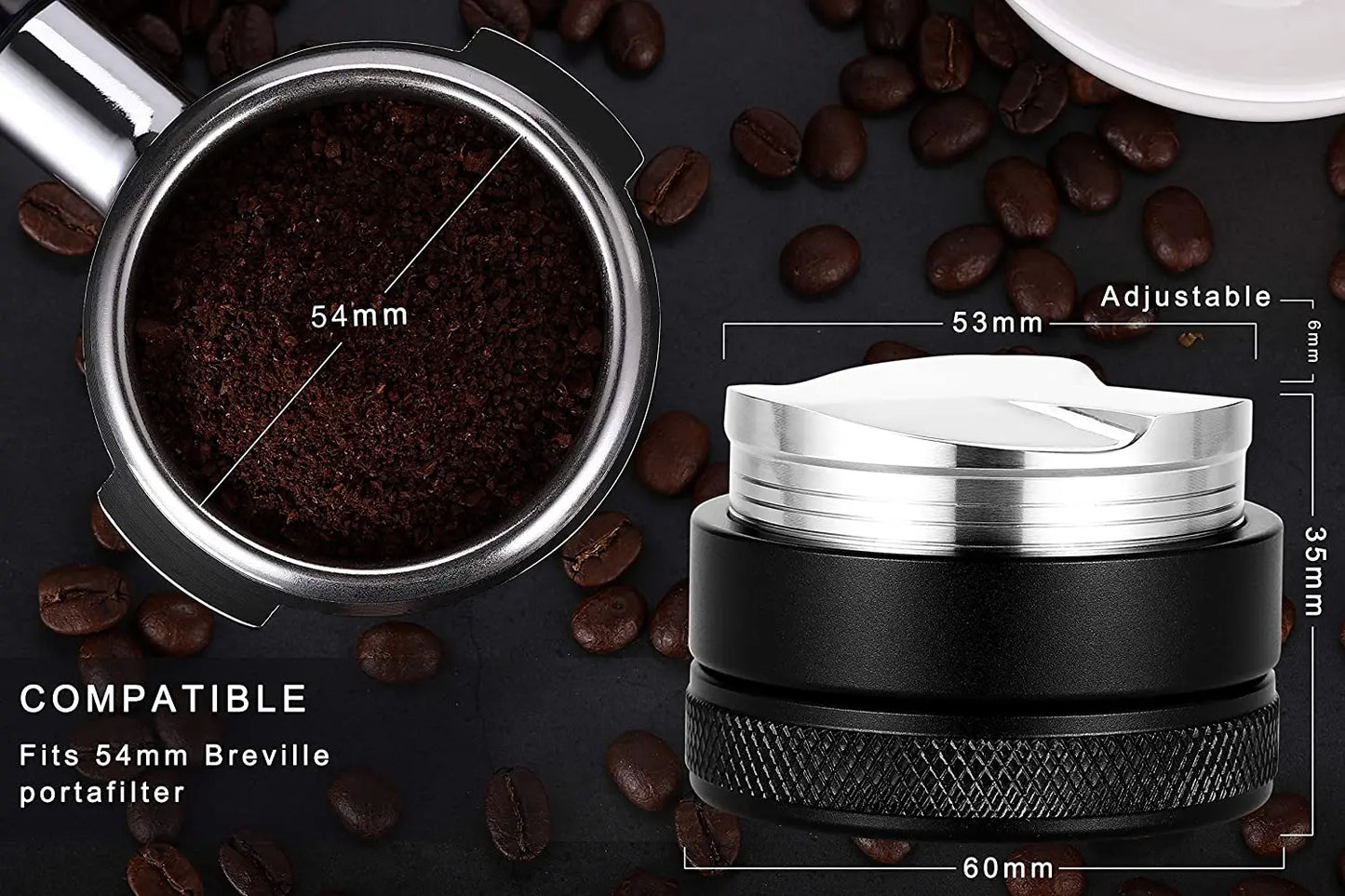 Decorbites™ Espresso-Verteiler für 54 mm Breville-Portafilter und Kaffeiausgleicher