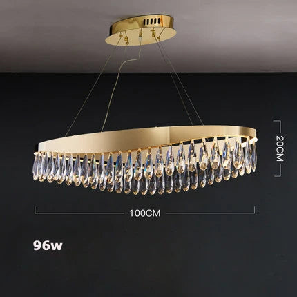 Gold Crystal Dining Chandelier Oval 120cm