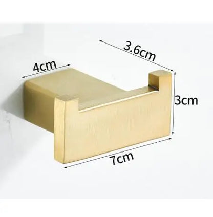 DecorBites™ Brushed Gold Stainless Steel Robe Hook Wall Mounted Bathroom Hardware Hanger