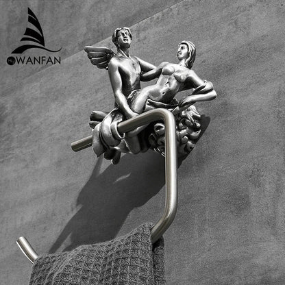 DecorBites™ Bronze Towel Rack: Wall Mounted Brush Towel Ring for Romantic Series Shower Room