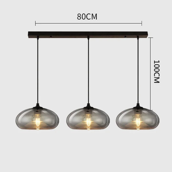 DecorBites™ Gray Glass Pendant Light for Bar Stair Dining Room E27 Edison Lamp Lighting