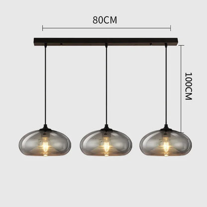 DecorBites™ Gray Glass Pendant Light for Bar Stair Dining Room E27 Edison Lamp Lighting