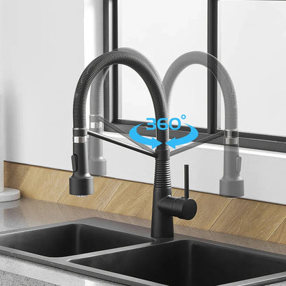 DecorBites™ LED Kitchen Faucet Single Hole Pull Out Spout Black Mixer Tap
