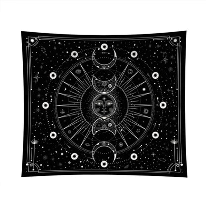 Decobites Moon Phase Tapestry: Stars Space Psychedelic Black & White Wall Hangings