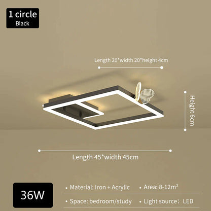 DecorBites™ Butterfly Ceiling Lamp: Modern Rectangular Living Room Light for Master Bedroom