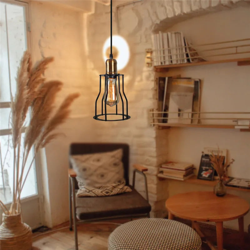 Black Retro Cage Pendant Light