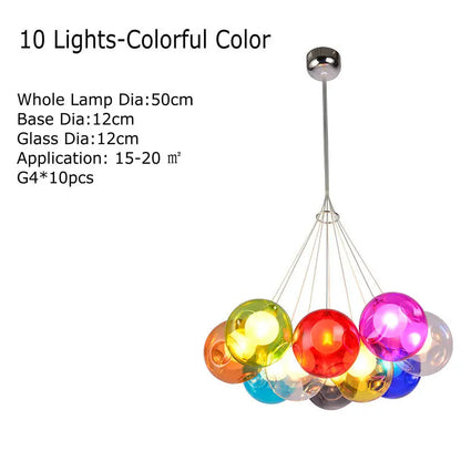 Decorbites™ Klar-Glas-Lüster mit bunten Wandlampen, LED-Hängeleuchte für Wohnzimmer und Kinderzimmer