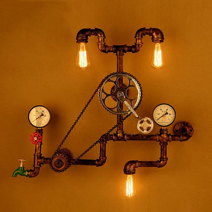 Decorbites™ Luces de Pared para Tuberías Industriales de Agua, Sconces de Pared Retro de Hierro con Óxido, Accesorios de Iluminación Vintage para el Hogar