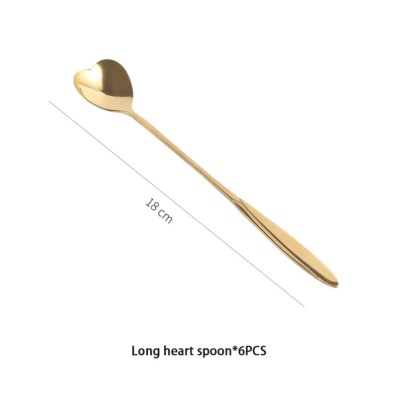 Juego de cucharillas de acero inoxidable Decorbites™ Flor de Oro para café, postres y helado