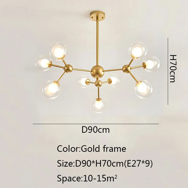 Lámpara de araña Sputnik posmoderna negra DecorBites™ para comedor y decoración del hogar